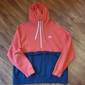 Nike Men's Two-Tone Red and Navy Hoodie